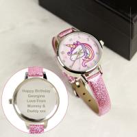 Personalised Unicorn with Pink Glitter Strap Watch Extra Image 2 Preview